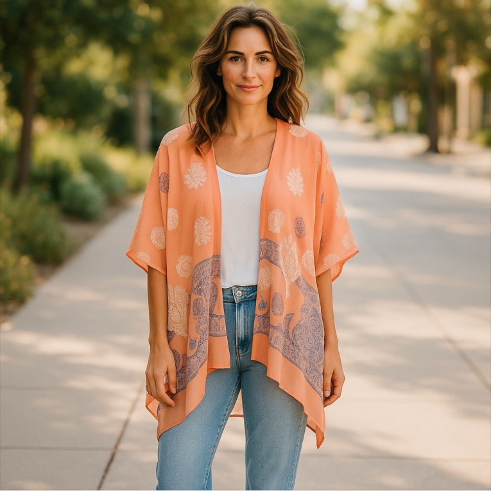 3/$25 Francesca Love Tree Aztec Kimono Romantic Coquette Girl Whimsical
